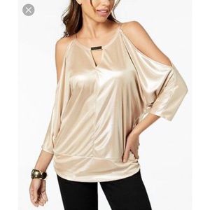 New- NWT Thalia Sodi Split Sleeve Dull Gold Top
